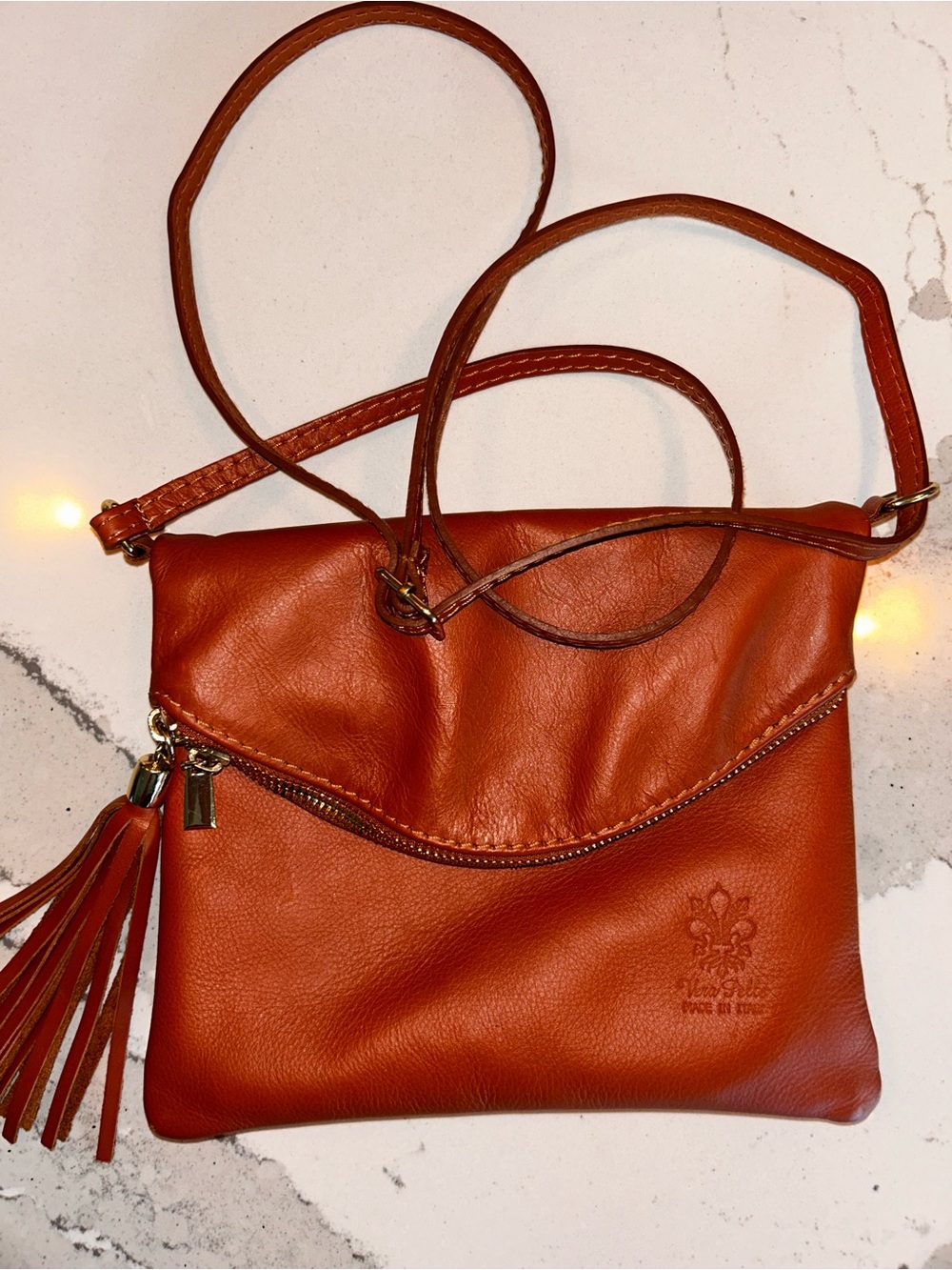 Leather Crossbody Bag in Burnt Orange - Women's Classic